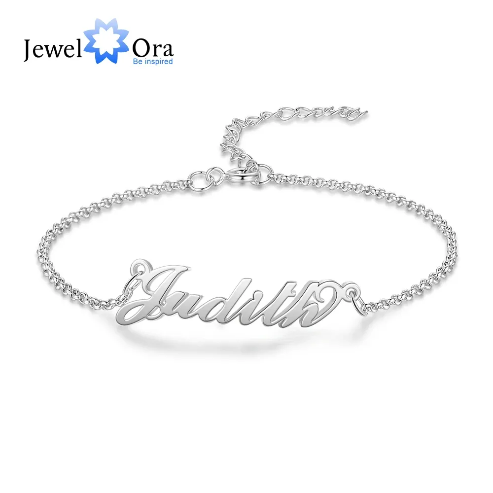 Strands JewelOra Personalized Letter Name Ankle Leg Bracelet Rose Gold Silver Color Custom Anklets for Women Adjustable Chain Jewelry