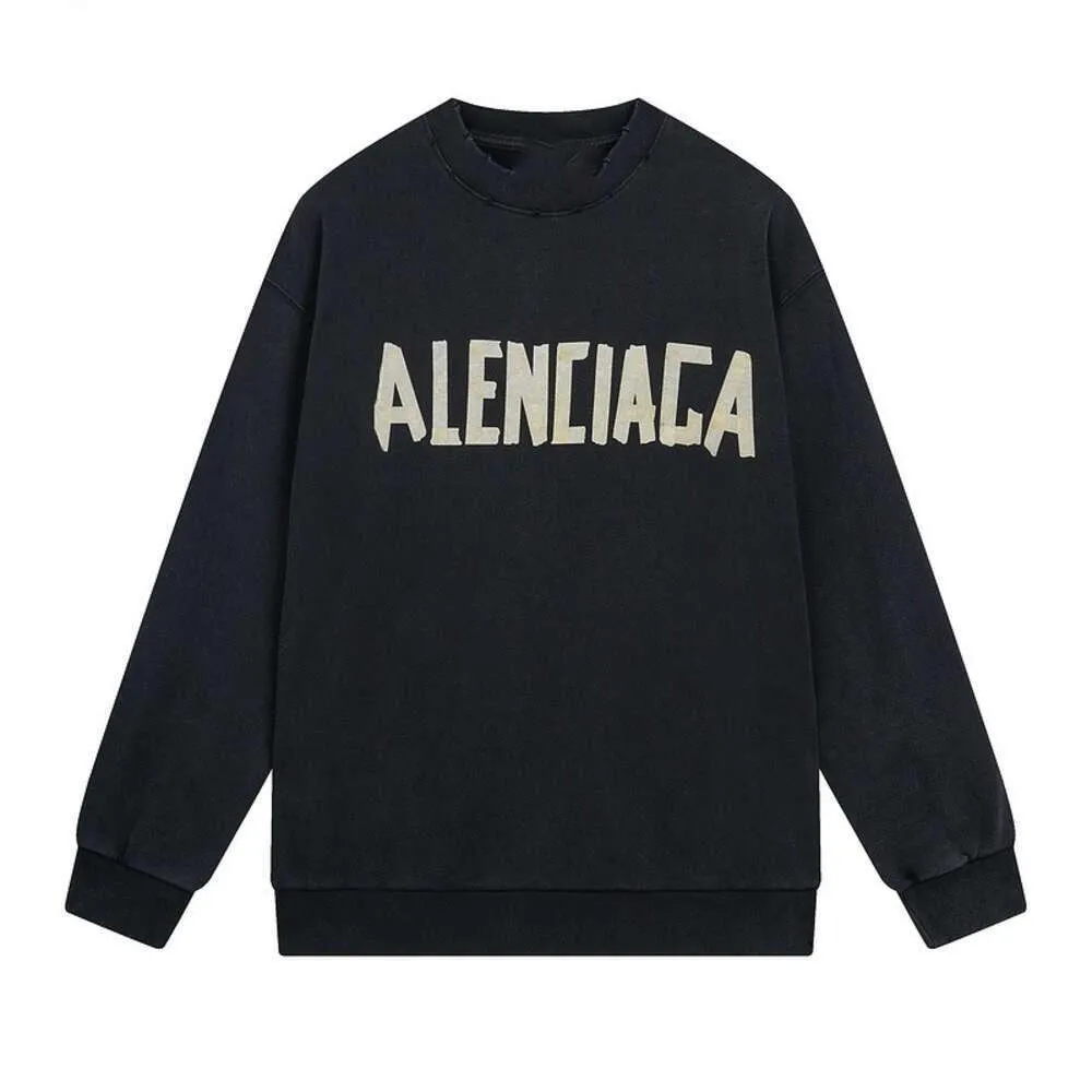 Hoodies Hoodie Sweater Versiyon Paris Moda Markası Yüksek Kalite B Ev Yapınan Bant Doğrudan Sprey Baskı Yıkaması Yıpranmış Balenciigss Erkek Kadın Yuvarlak Boyun E7K0