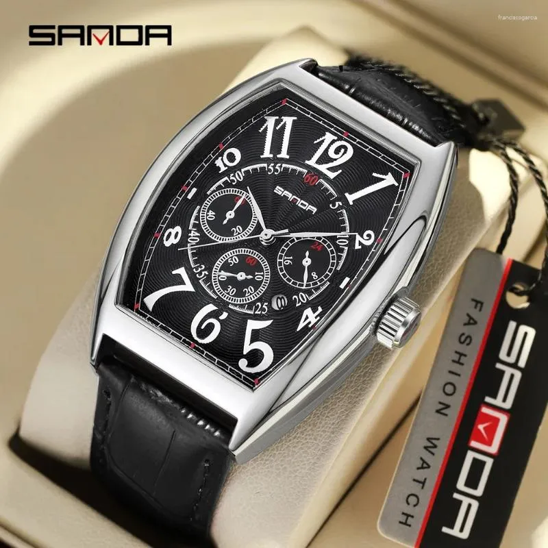 Wristwatches Sanda 7055 Large Digital Dial Watch Bucket Shaped Quartz Fashion Trend Waterproof