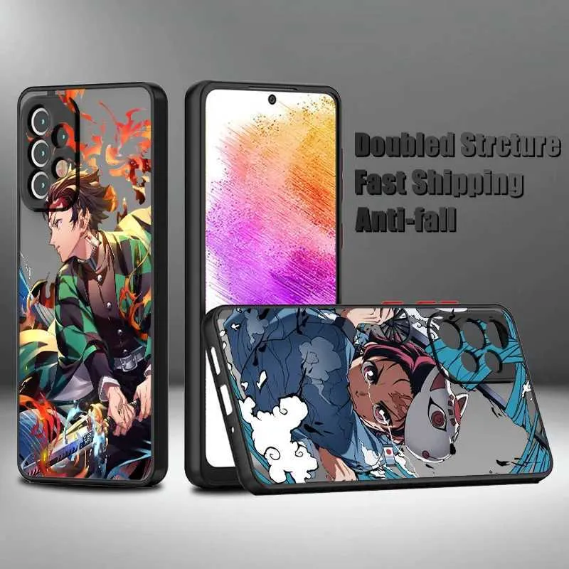 Téléphone portable Brochers Japonais Anime Demon Slayer pour Samsung A04 A11 A12 A13 A14 A41 A51 A71 A81 A91 Lite 4G 5G Case de téléphone translucide givré Y240423