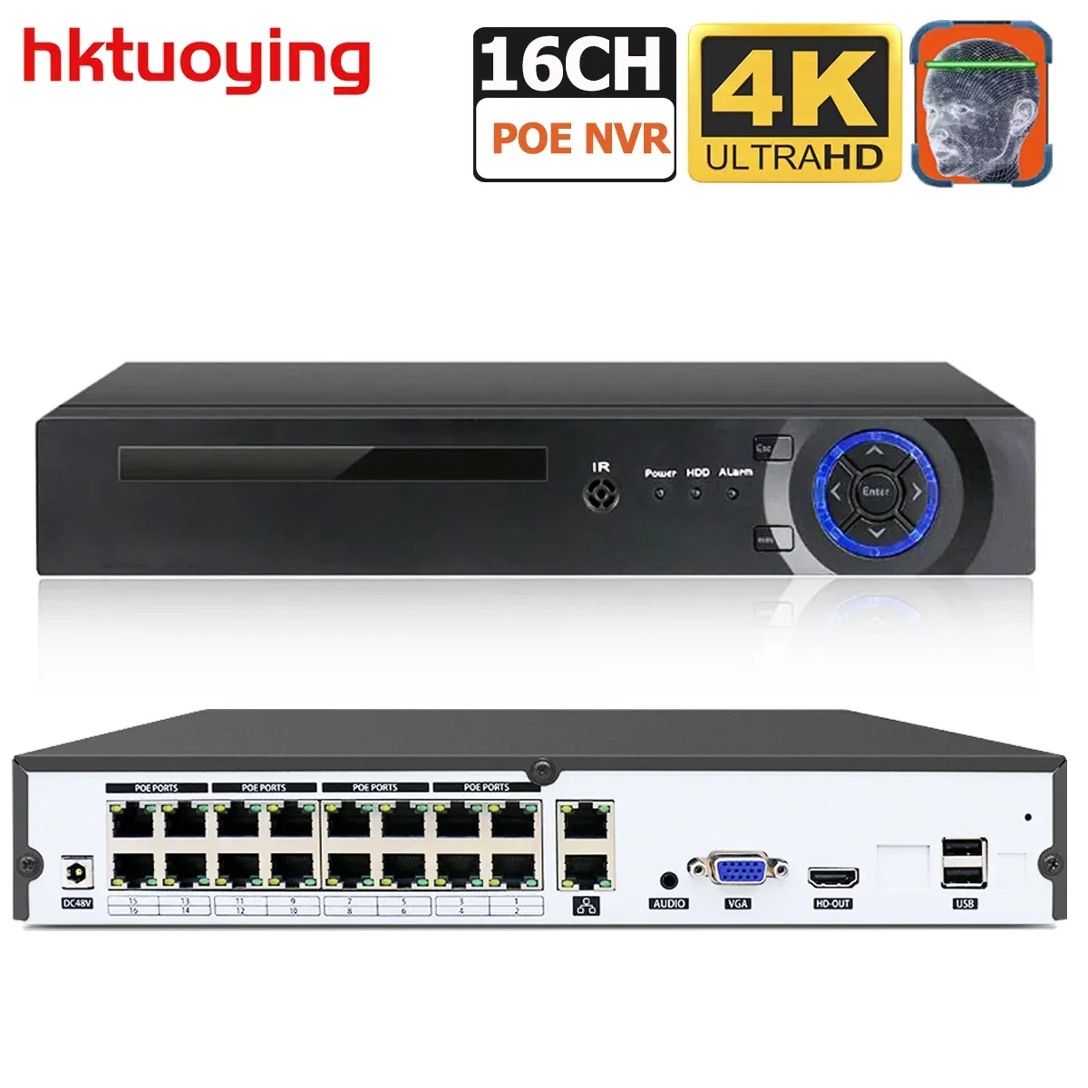 Lens 16ch 8ch 4k 8MP H.265 PoE NVR Recorder 4CH pour HD 3MP 4MP 5MP IP CAME CAMERE FACE DÉTECTION 48V 802.3AF ONVIF 2.4 XMEYE