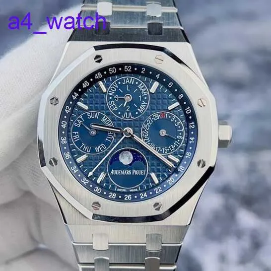 Modern AP Wrist Watch Real Royal Oak Series 26574st Blue Plate Aço Faixa de aço eterno Calendário Precision Aço 41mm Relógio mecânico automático