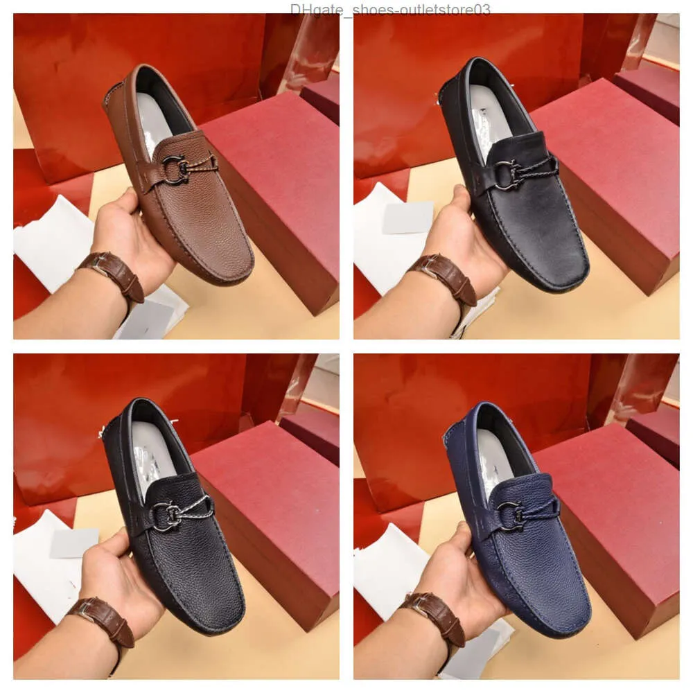 Business Dress Leather Shoes British Low cut High end Casual Leather Shoes with Metal Buckle and Leather Pedal Feragamo size 38-46 W1YF 5CMF