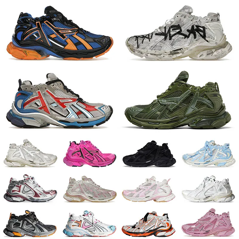 2024 Ny plattform Brand Dress Shoes Track Runners 7.0 Men Kvinnor Multicolor Black White Blue Orange Fuchsia Pink Ancien Trainers Big Sneakers