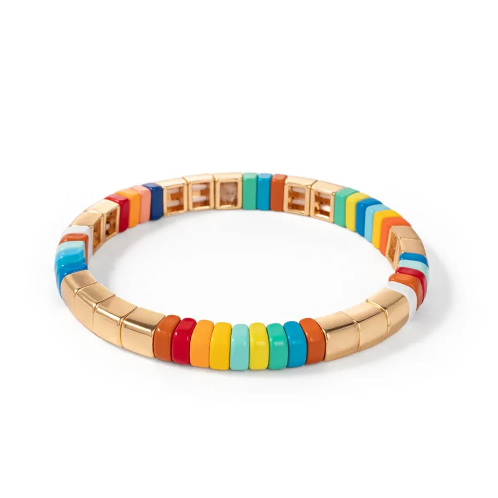 Strands New Design 5x6mm Arch Peread Benkle for Women Bohemian Kolorowe koraliki elastyczne bransoletki tęczowe biżuteria