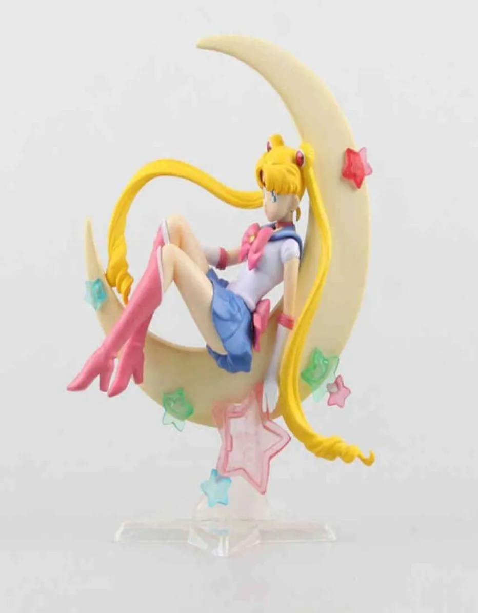 Söt anime Sailor Moon Tsukino Usagi PVC Action Figure Collectible Model Doll Kids Toys Gifts 15cm Q06213185317