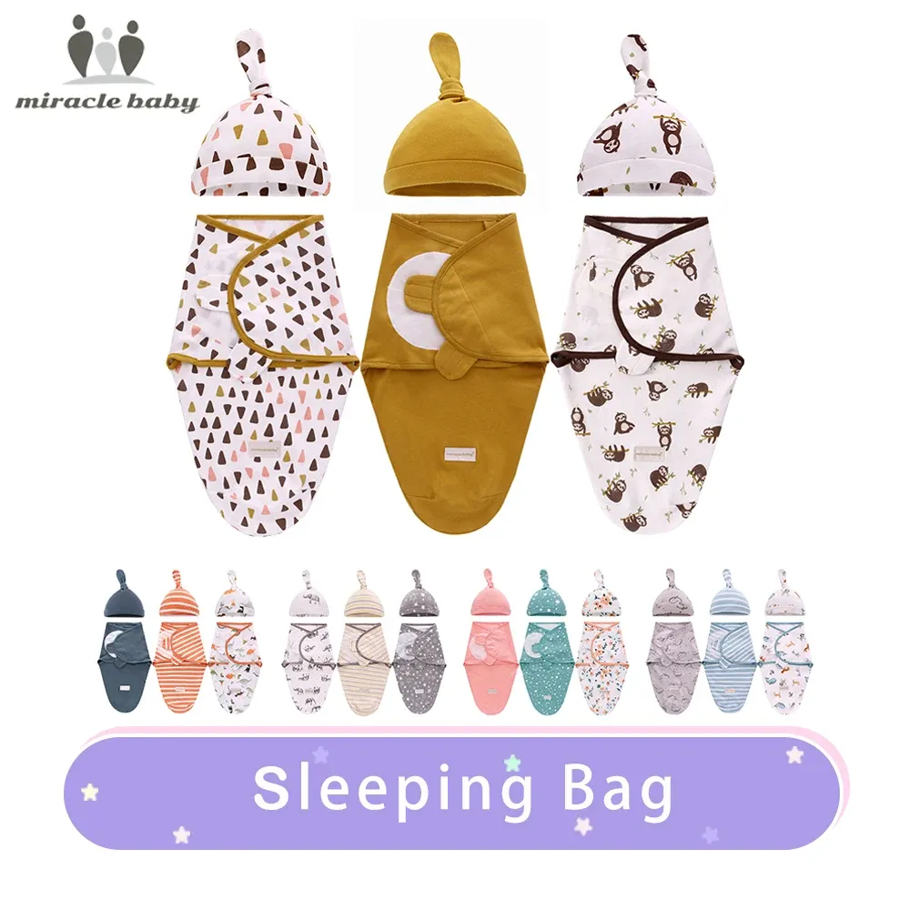 Ensembles Baby Sleeping Sac Newborn Enveloppe Cocoon Swaddle Wrap Soft 100% coton réception de vêtements de nuit