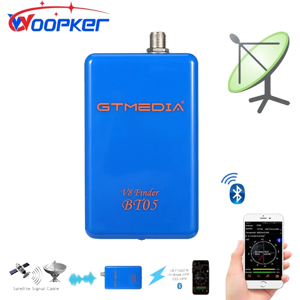 Torkar GTMedia Satellite Finder V8 Finder BT05 DVBS2 Bluetooth Satfinder Support Android iOS Avkodning av digital signalförstärkare