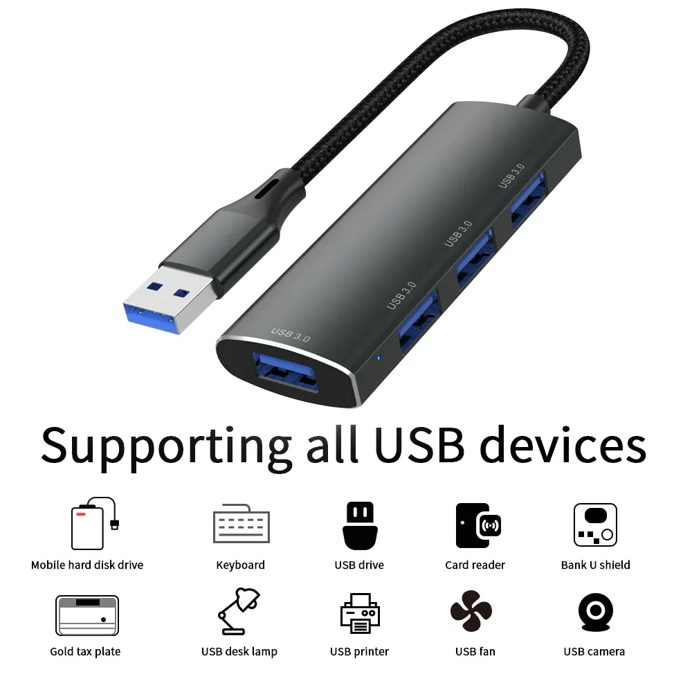 Hubs Runberry USB Hub 4 Porte USB 3.0 Adattatore 5Gbps Slittoni Multi USBC ad alta velocità per Lenovo MacBook Pro PC Accessori Tipo C