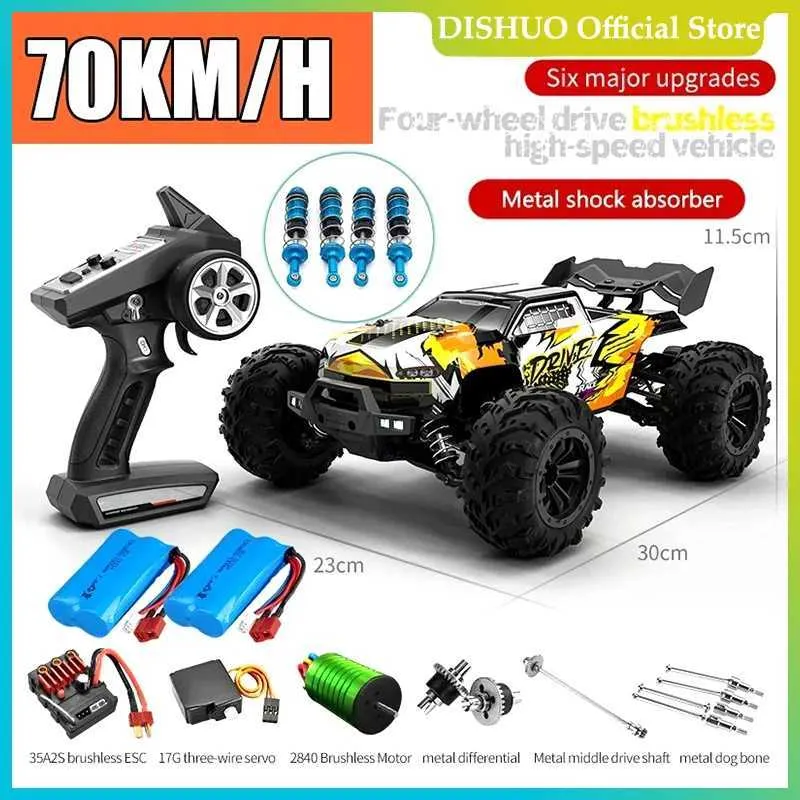 Electric/RC Car RC Cars 2.4G 390 Moter High Speed ​​Racing med LED 4WD Drift Remote Control Off-Road 4x4 Truck Toys for Adults and Kids 124017 T240422