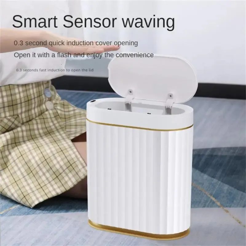 Smart Trash Can Large Capacity For Kitchen Bathroom Garbage Bin Automatic Induction Waterproof With Lid Home 240408