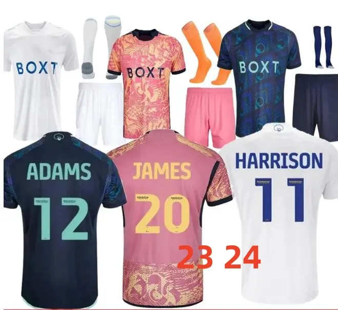 23 24 фанаты Bamford Llorente Soccer Jerseys Home Away 2023 2024 Adams Aaronson Harrison Sinisterra James Maillots de Football Kid