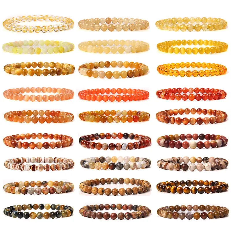 Strands Yellow Gold Color Bracelet Gifts Healing Natural Crystal Quartz Citrines Agates Gem Beaded Stone Bracelets Jewelry Party Yoga