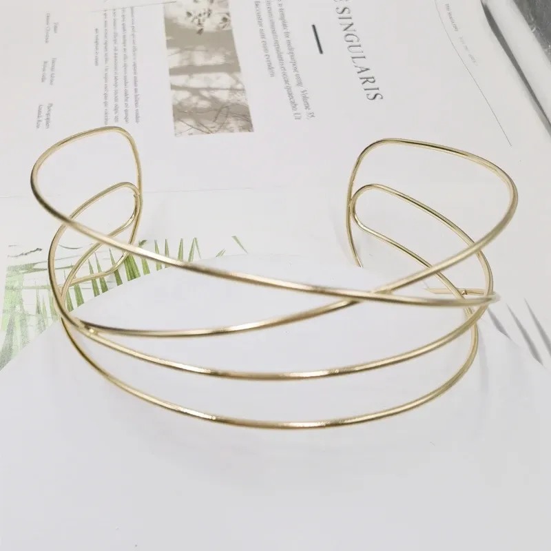 Halsband Ny 3 -stil Punk Gold Silver Color Alloy Torques Choker Halsband för kvinnor Fashion Geometric Collar Choker Dorado Necklace 2022
