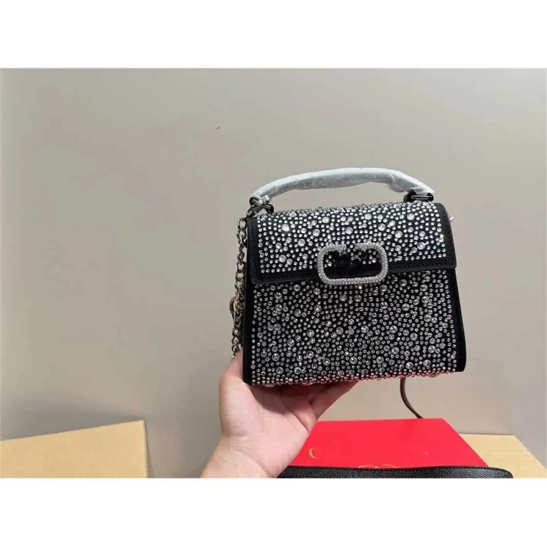 Tote bag high definition mini inlaid hot diamond with flip cover single crossbody chain crystal portable small square