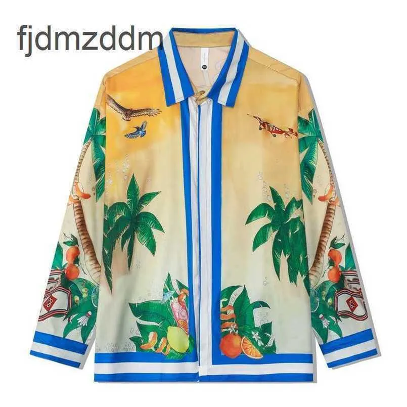 Designer de moda Camisas masculinas e femininas Lazer de férias estilo praia de manga longa Cardigan Impressão digital Soly Mens Shirt