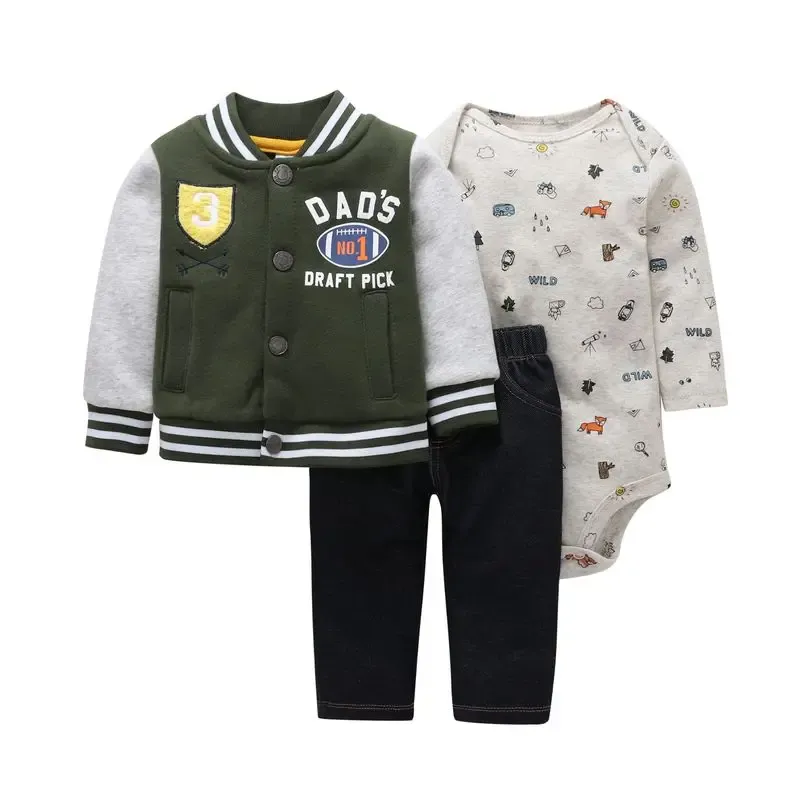 2018 autumn newborn baby clothes cotton sports style jacket+romper+pants 3 pcs clothing set for 6-24M baby girls outfit set