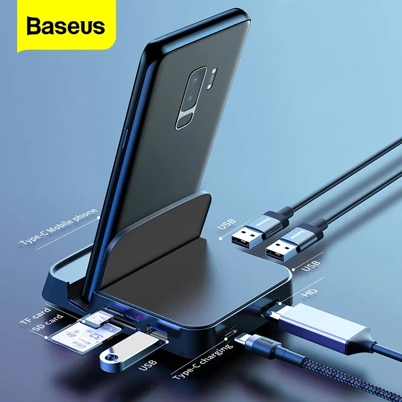 Hubs Baseus Type C Hub Docking Station dla Samsung S20 S10 Dex Pad Station USB C do HDMompatible Dock Power Adapter dla Huawei P30