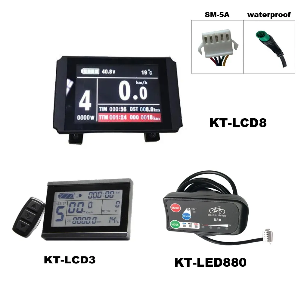 Tillbehör EBIKE 24/36/48/60/72V KT LCD3 LCD8H LED -display för KT Controller LCD8 med SM5A -vattentät kontakt med elektrisk cykelhastighetsmätare