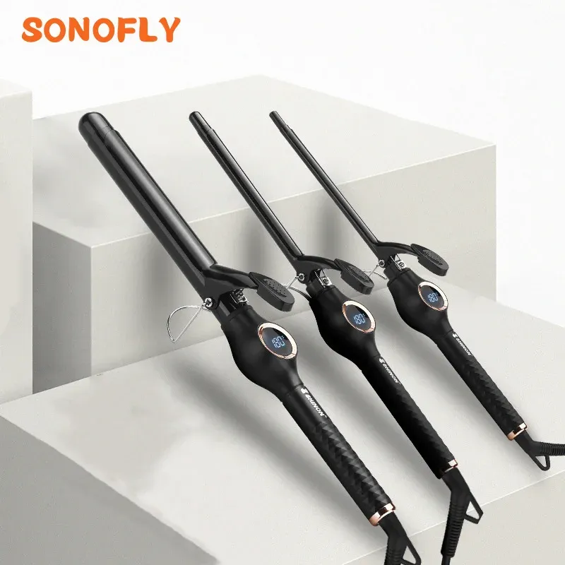 Irons Sonofly 9/13 / 25 mm Super Slim Curls Hair Curler Ceramic Curling Fer LCD Réglage de la température outil de style professionnel Sh8603