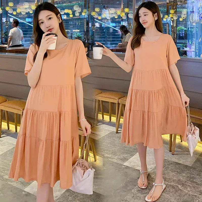 Dresses G2082# T Shirt + Dress Maternity Clothes Stylish Summer New Arrival Maternity Clothes Pregnancy Dress Set