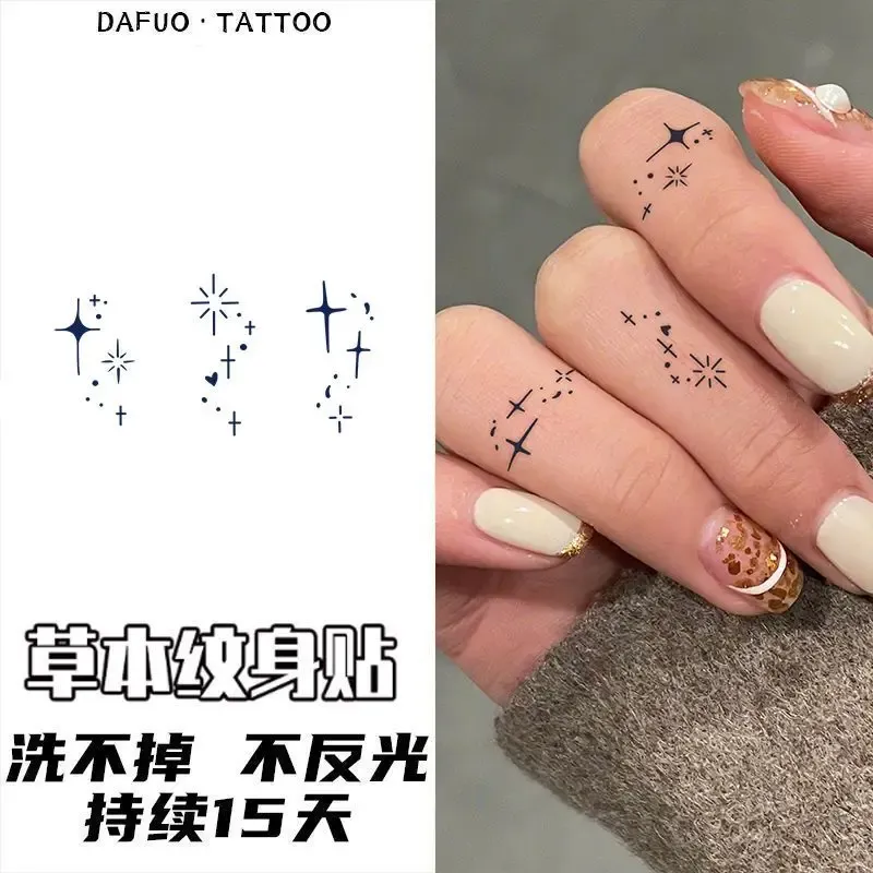 Tatuaże naklejka tatuaż sok z ziołowych dla kobiet palec proste gwiazdy tymczasowe tatuaże wodoodporne fałszywe tatuaż romantyczna trwalająca naklejka