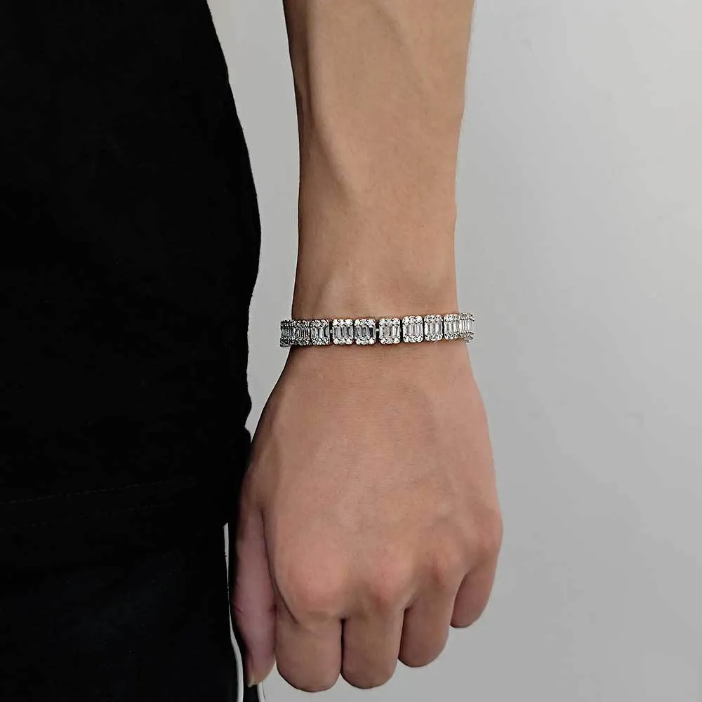 Colliers pendants de 8 mm de large baguette Moissanite mode glacée chain cubain bracelet de luxe Moisanite Chain de sucre de la chaîne de roche cubaine