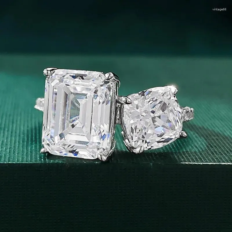 حلقات الكتلة 2024 S925 Silver Diamond Diamond 8 10 مم خاتم مستطيل