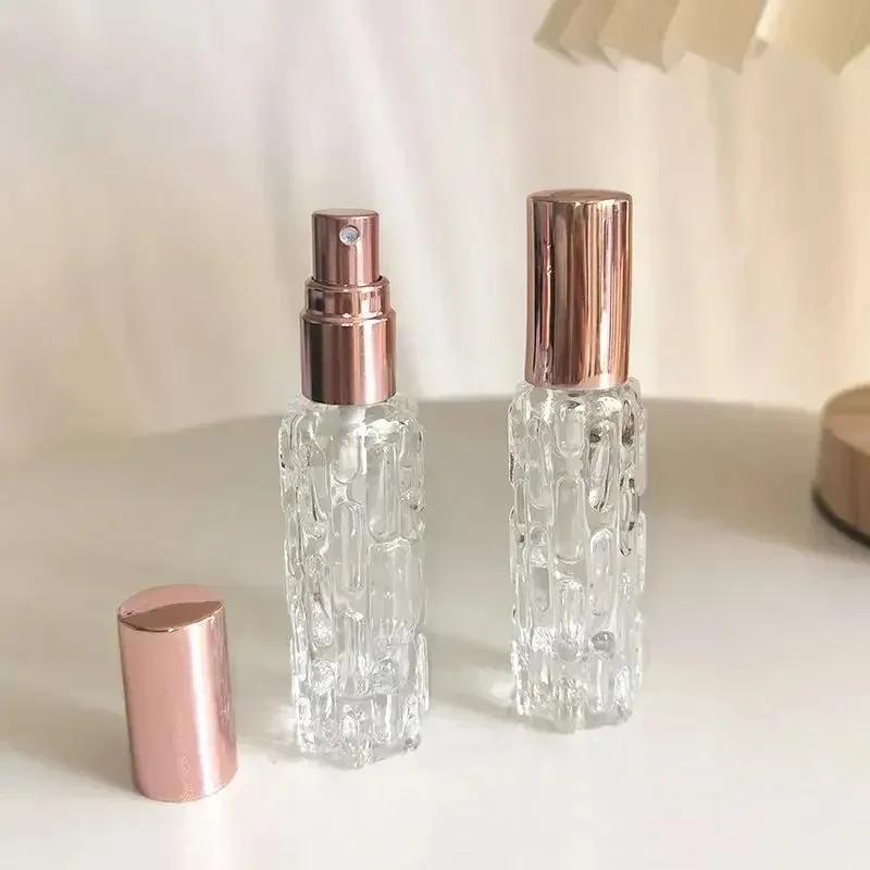 2024 10 ml en verre en or rose portable Rechargeable Perfume Bouteille cosmétique Contource de pulvérisation vide Atomizer de voyage sous-bouteille