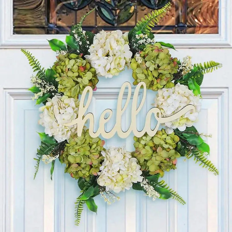 Dekoracyjne kwiaty sztuczny wieniec Dekorca domu drobne wykonanie fałszywe świąteczne witam zielony biały hortensja na ścianę drzwi przednich