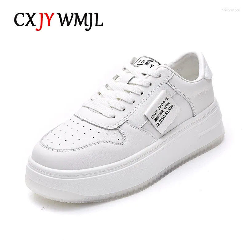 Casual skor cxjywmjl äkta läder kvinnliga plattform sneakers spring små vita damer tjock sula vulkaniserad domstol