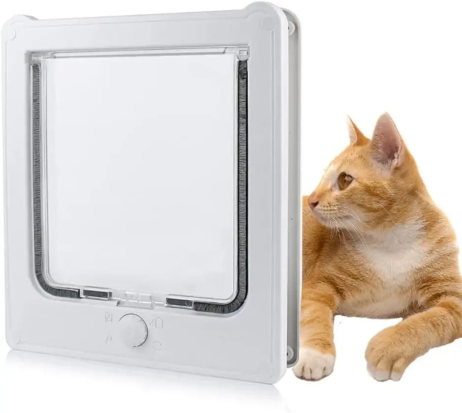 Cages Interior Cat Door Small Dog Interior Door 4 Way Locking Cat Flap Door for Wooden/Window Door Kitty Door Exterior Weatherproof