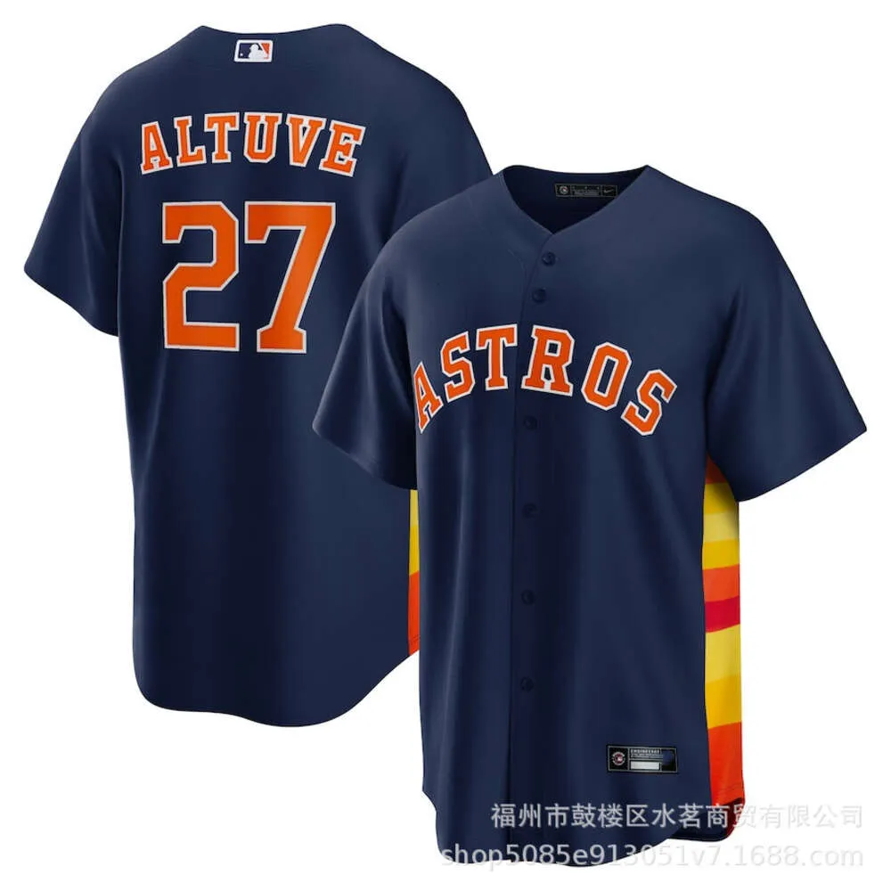 Astros Altuve # 27 Alvarez # 44 City Navy Broidered Jersey