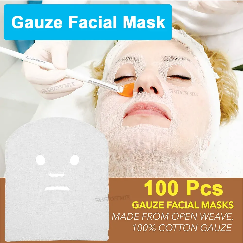 Jurken 100 stcs gezichtsmasker gaas 100% katoen permanent make -up gaas voor schoonheid salon huidbeheer zacht masker hoge frequentie behandelingen
