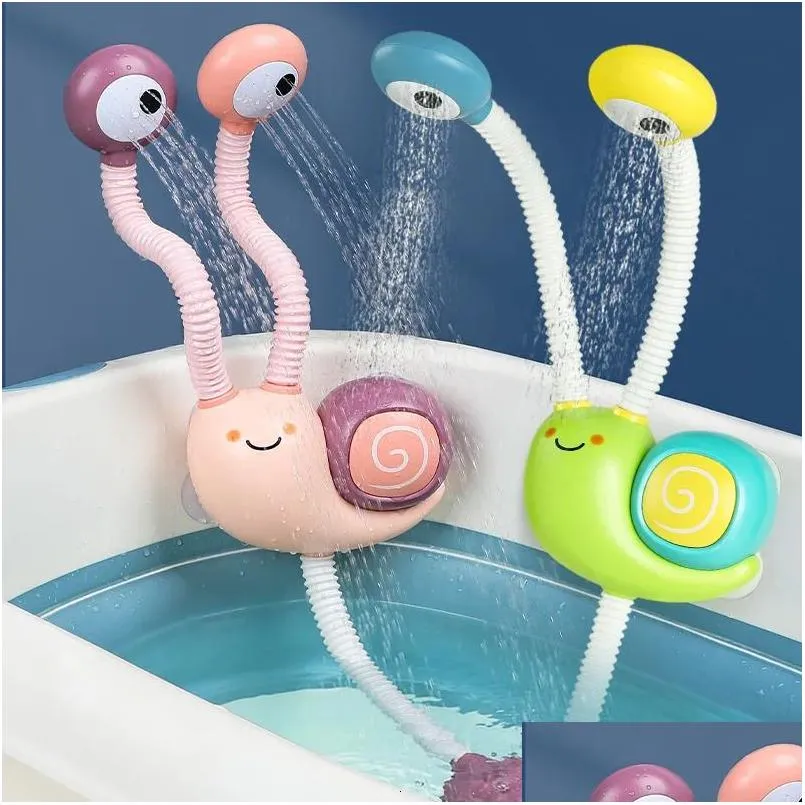 Bath Toys Game Snail Spail Papeting Robinet Shower Electric Spray Toy pour bébé salle de bain salle de bain Kids 231218 Drop Livrètre maternité DH2C7