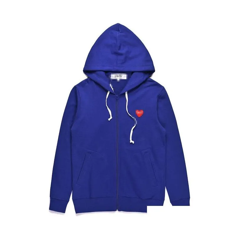 Mens Hoodies Sweatshirts Designer Com Des Garcons Play Sweatshirt Cdg Red Heart Zip Up Hoodie Brand Navy Blue Size Xl Drop Delivery Ap Dhulr