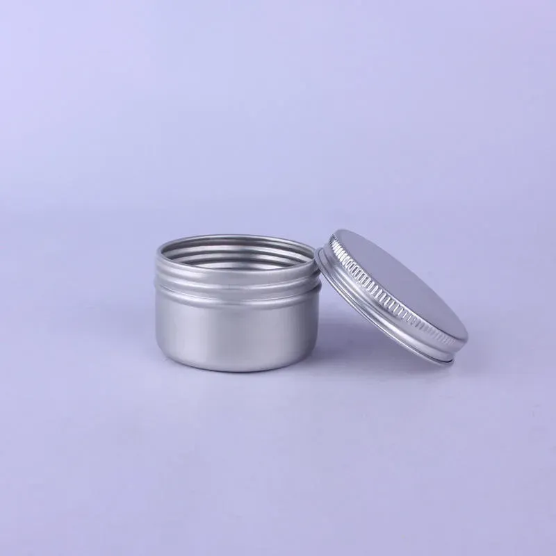 60ml Empty Aluminum Jars Containers 60g Cosmetic DAB Tool Storage Wax Screw Lid Round Metal Tin Box Cans 60 ml For Dry Herb Gloss Balm Makeup Lip Essense Cosmetics Cases