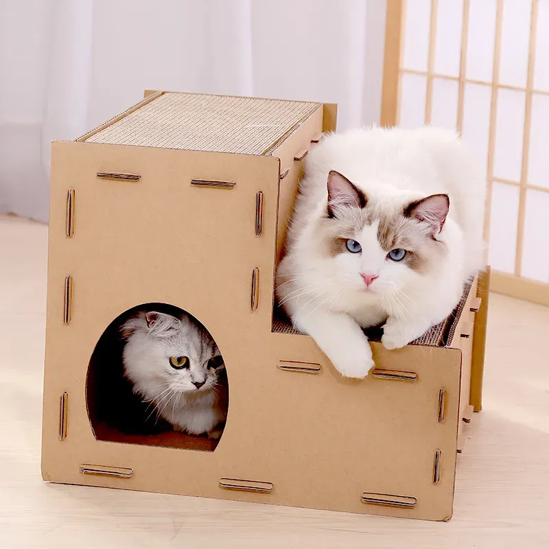 Mats Corrugated Paper Multilayer Scratch Board for Cat, Cute Play House, Rest Nest, Pet Supplies