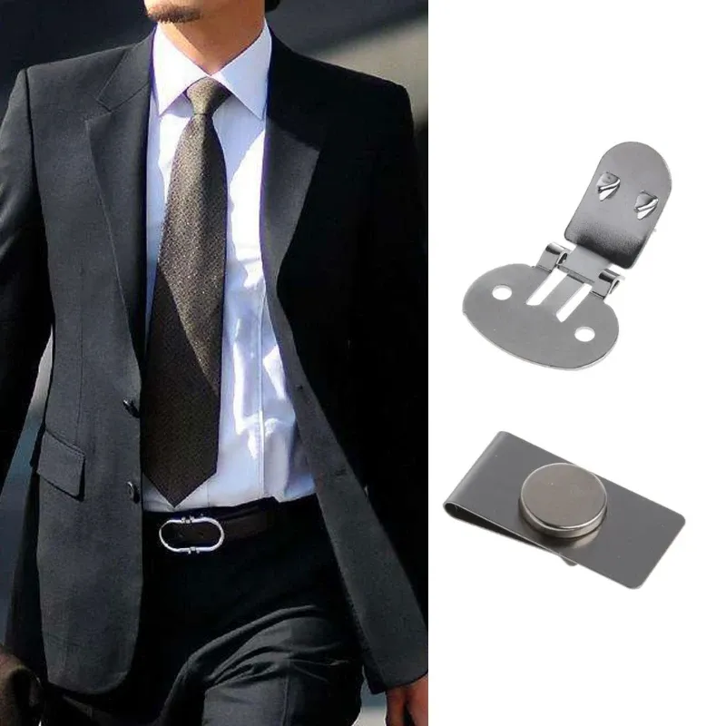 Clips Practical Magnetic Tie Clip Invisible Elegant Men's Suit Veste Veste en acier inoxydable Pin de revers magnétique maintient la cravate en place