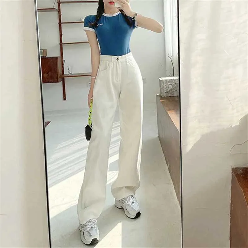 Women's Jeans High Waist Womens Jeans Fashion Loose Strtwear Hot Straight Wide Leg Jeans Women Jeans High Strt Casual Jeans Y240422