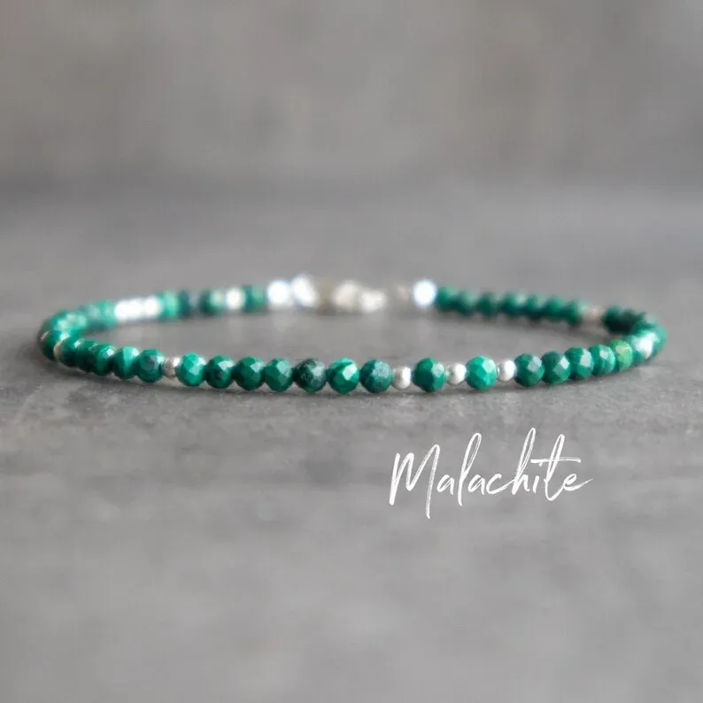 Bracelets Malachite Bracelet, Crystal Healing Protection Bracelets for Women, Malachite Jewelry, Adjustable Green Beaded Gemstone Bracelet