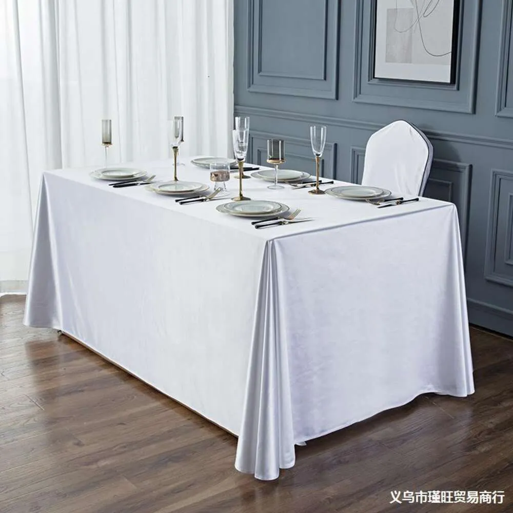 Conference Tablecloth Light Luxury and High-end Feel Office Desk Rectangular Thick Solid Color Exhibition Sign in White Fabric