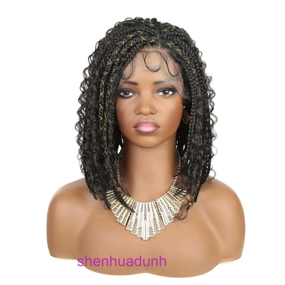 Handmade short hair three braid wig black twisted wave headband cover box braided