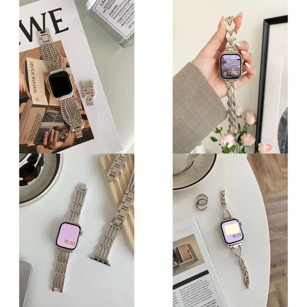 Diamond فريدة من نوعها أحزمة Watchbands لفرقة Apple Watch 49mm 41mm 45mm 42mm 38mm 40mm 44mm Iwatch8 SE 7 6 3 4 5 Ultra Designers Sealant Bracelet for Lady 8