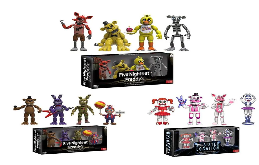 Game 4PCS Five Nights At Freddys Action Figure Set FNAF Foxy Bonnie Freddy Fazbear Sister Location Model Dolls FNAF Collect Toy1888682