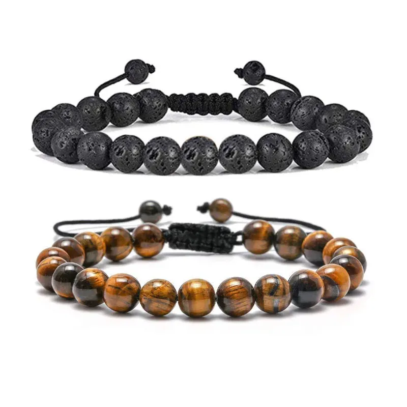 Strands Kirykle Hot Powder Crystal Braided Men Women Bracelet Natural Agate Stone Adjustable Beaded Braided Jewelry Yoga Accessories