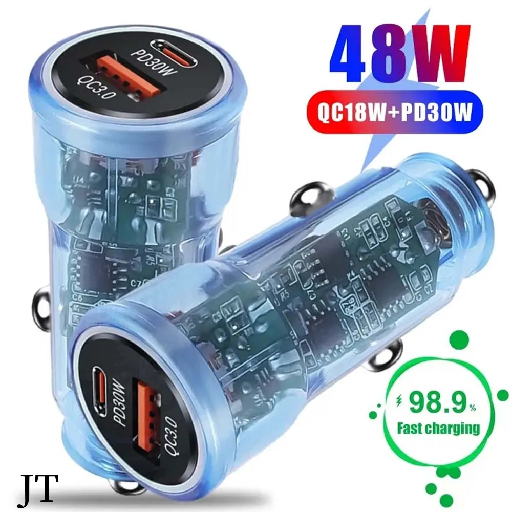 48W USB PDデュアルポートカー充電器高速充電PDクイックチャージ3.0 USB Cカー電話充電器アダプター用15 14 13 12 11 PRO MAX SAMSUNG TABLET PC GPS JT