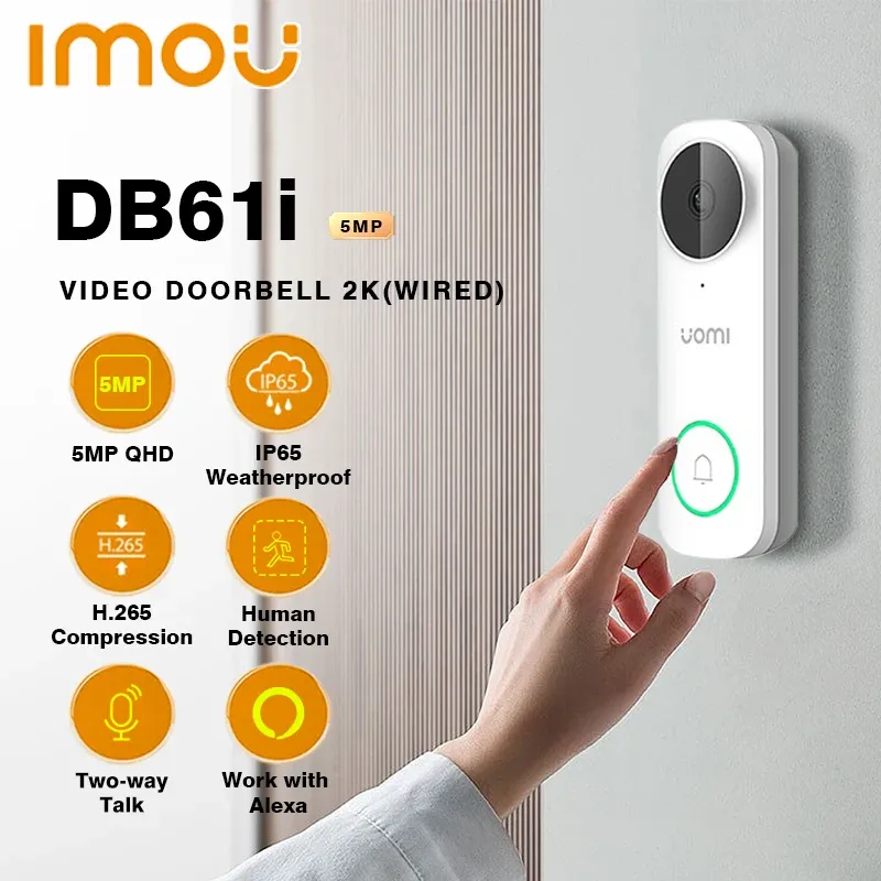 Kontrola IMOU 2K 5G Kamera wideo Doorbell DB61I bezprzewodowe inteligentne zabezpieczenia domowe Nocne widzenie IP65 Detektor kamery wideo wizja wizja wizowa