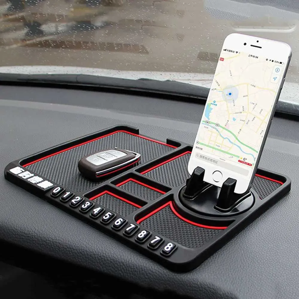 Cell Phone Mounts Holders Silicone Car Anti-Slip Mat Auto Phone Holder Non Slip Sticky Anti Slide Dash Phone Mount Parking Number Card Car Pad Mat Gadget Y240423