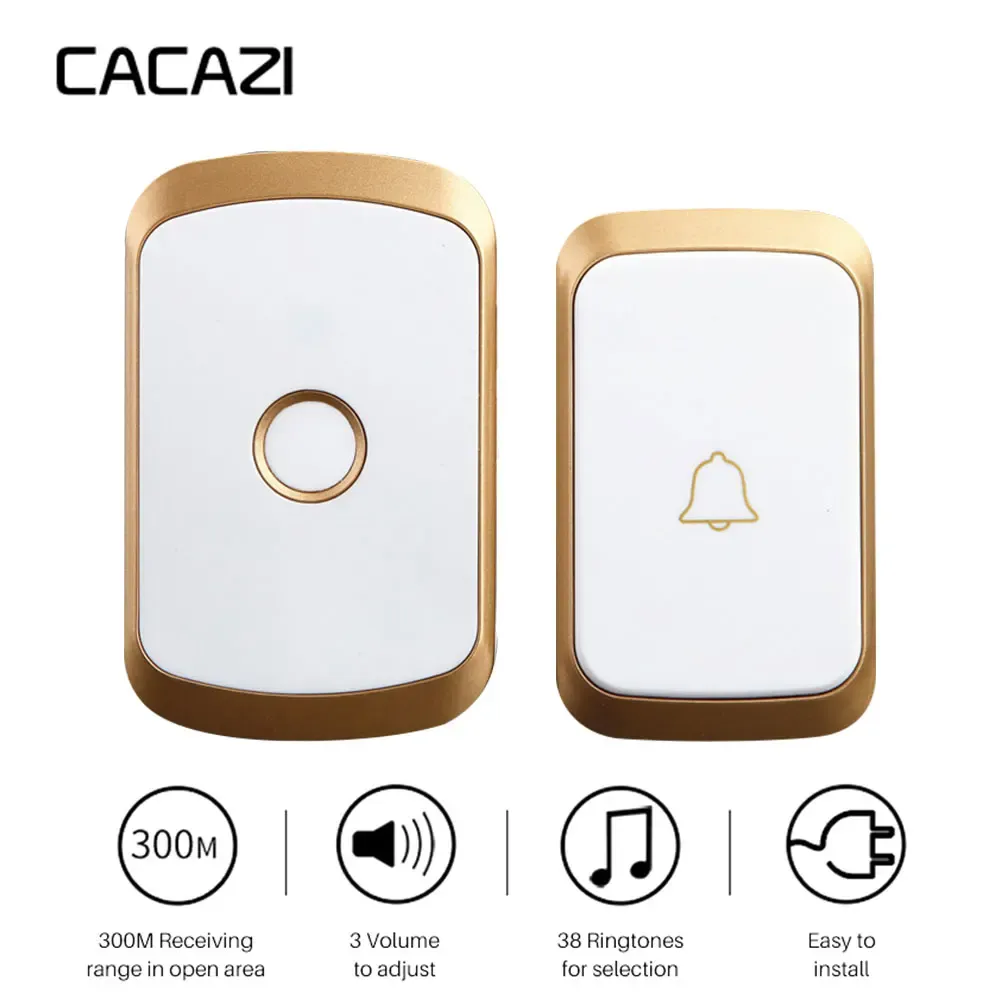 Doorbells Wireless Doorbell 36 Chimes Door Ring Ac 100240v 300m Range Ip44 Waterproof Eu Uk Us Plug Receiver Door Bell